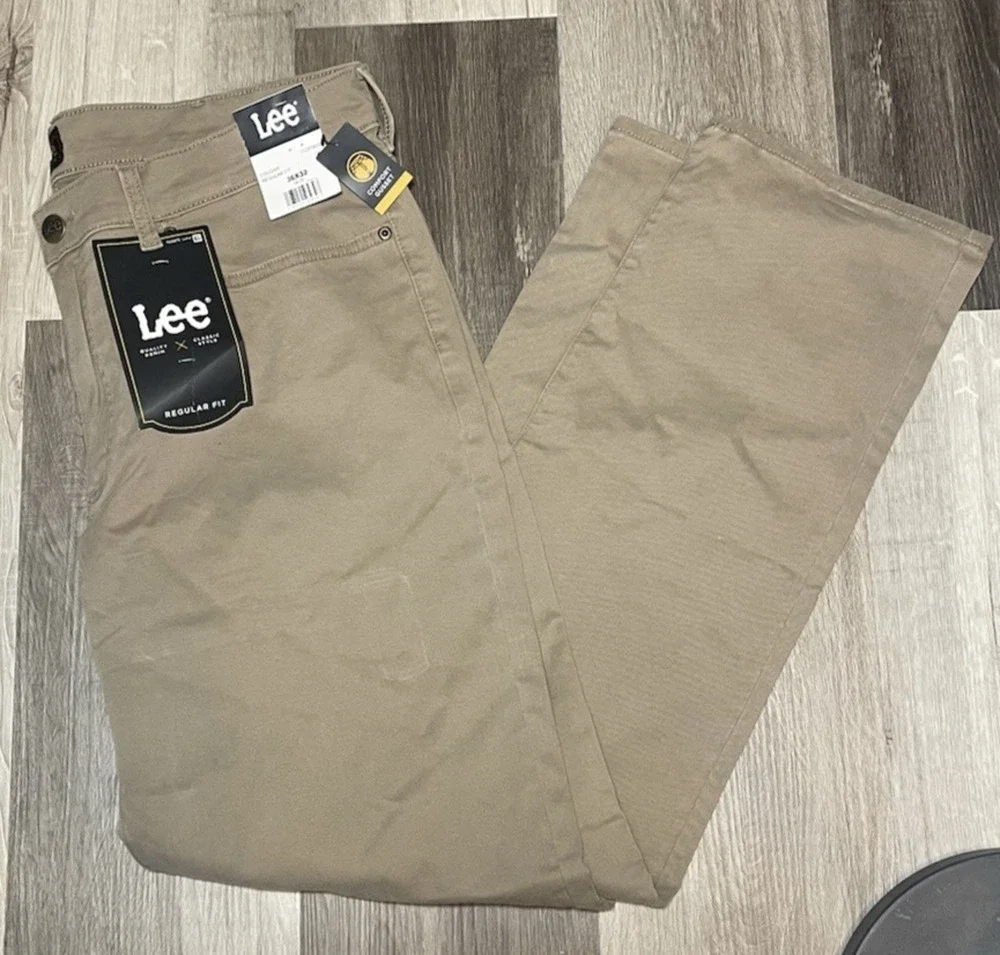 Lee Men's Cougar Regular Fit Straight Leg 5-Pocket Twill Pants Size 36x32 NEW